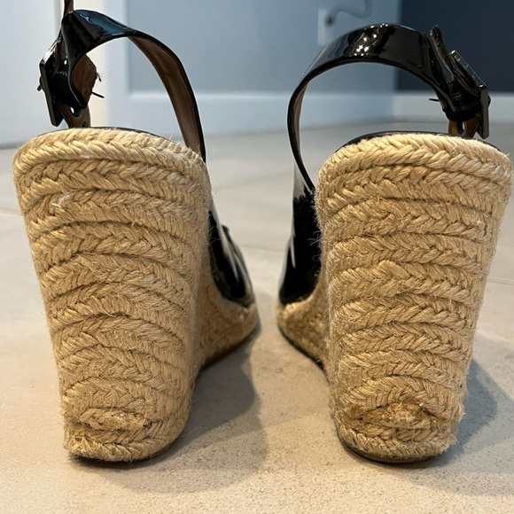 Tory Burch Black Patent Leather Round Toe Espadrille Slingback - Picture 8 of 9